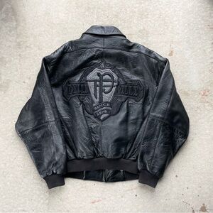 Vintage Pelle Pelle Black Leather Bomber Jacket